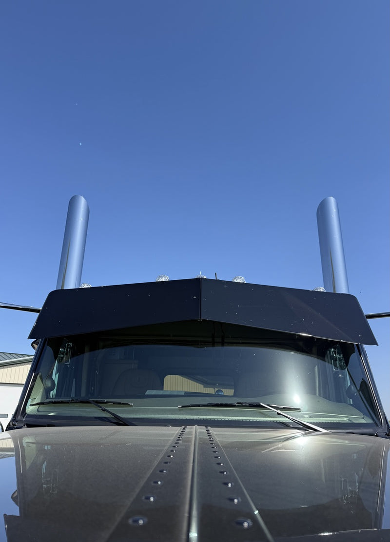 Iowa Customs Visors - Series 2 - Full Wrap - Fits Peterbilt 589/567 Flat Top Cab & Kenworth W990 IC16306