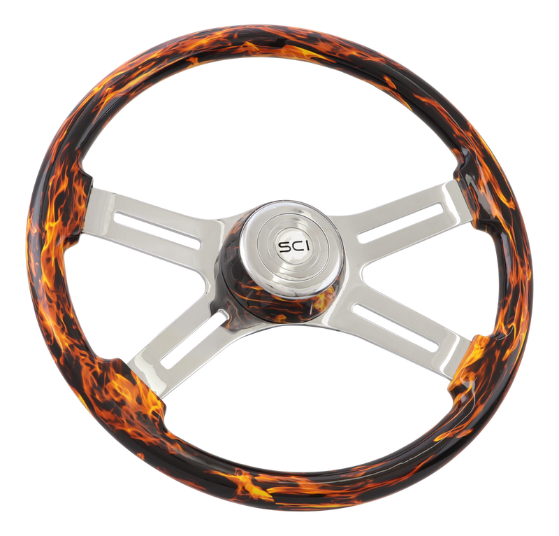 Steering Creations 18" Printed Wood Steering Wheel- "Classic Inferno Red"