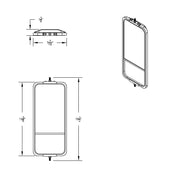 United Pacific 7" x 16" West Coast Mirror with Convex Lower Mirror - Non Heated