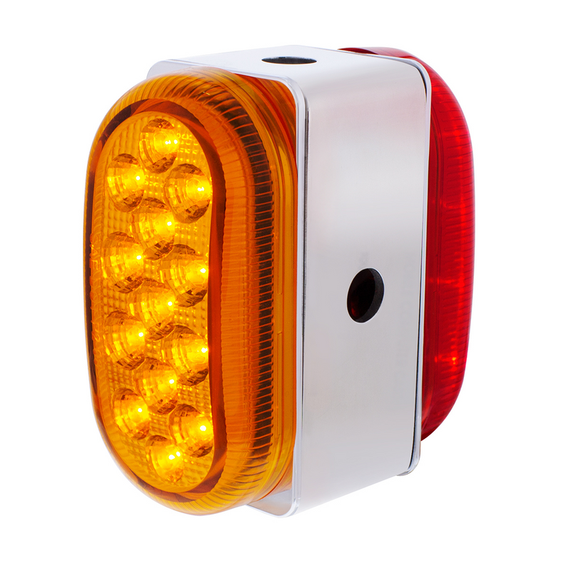 United Pacific 26 LED Dual Function Reflector Double Face Oval Light With SS Bracket Amber & Red LED/Amber & Red Lens 60055