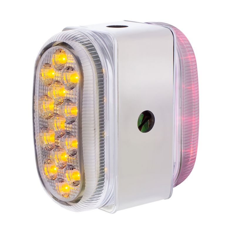 United Pacific 26 LED Dual Function Reflector Double Face Oval Light With SS Bracket Amber & Red LED/Clear Lens 60056