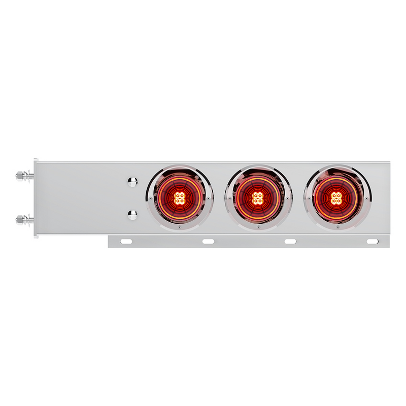United Pacific 3-3/4" Bolt Pattern SS Spring Loaded Bar With 6X 4" 13 LED Abyss Lights & Visors Red LED/Red Lens (Pair) 61006