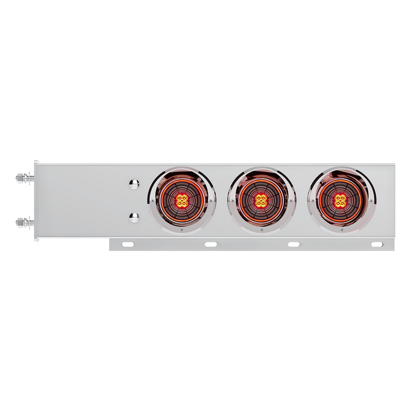 United Pacific 3-3/4" Bolt Pattern SS Spring Loaded Bar With 6X 4" 13 LED Abyss Lights & Visors Red LED/Clear Lens (Pair) 61007