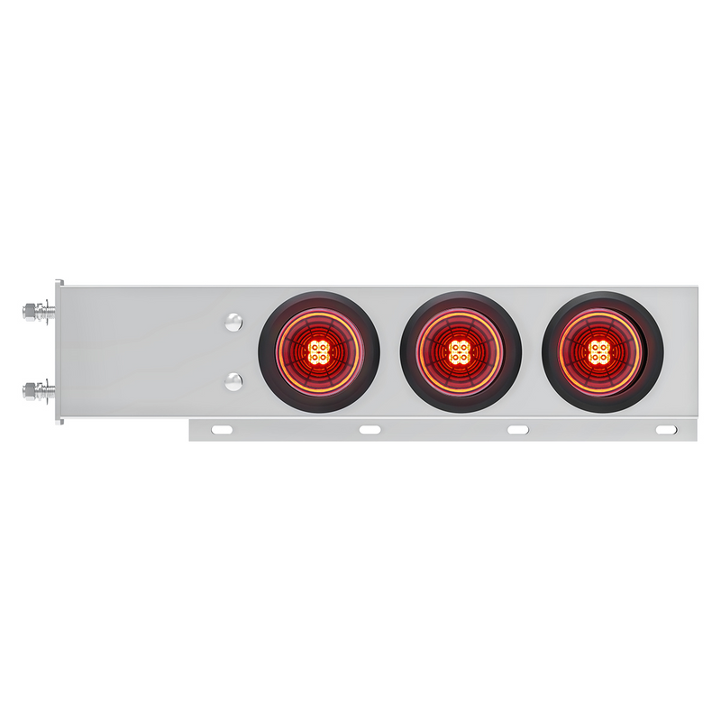 United Pacific 3-3/4" Bolt Pattern SS Spring Loaded Bar With 6X 4" 13 LED Abyss Lights Red LED/Red Lens (Pair) 61009
