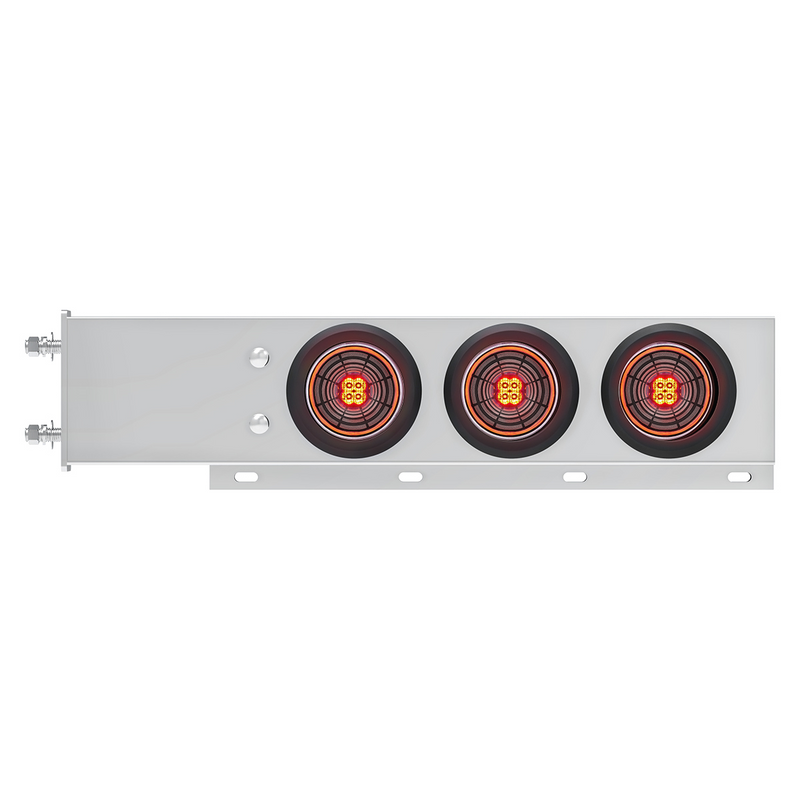 United Pacific 3-3/4" Bolt Pattern SS Spring Loaded Bar With 6X 4" 13 LED Abyss Lights Red LED/Clear Lens (Pair) 61010