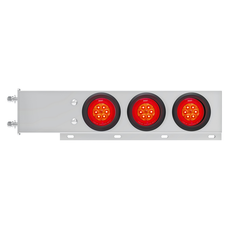 United Pacific 3-3/4" Bolt Pattern SS Spring Loaded Bar With 6X 4" 16 LED Turbine Lights Red LED/Red Lens (Pair) 61011