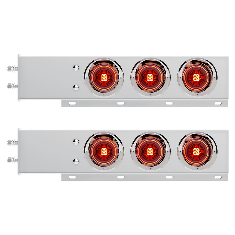 United Pacific 2.5" Bolt Pattern SS Spring Loaded Bar With 6X 4" 13 LED Abyss Lights & Visors Red LED/Red Lens (Pair) 61012