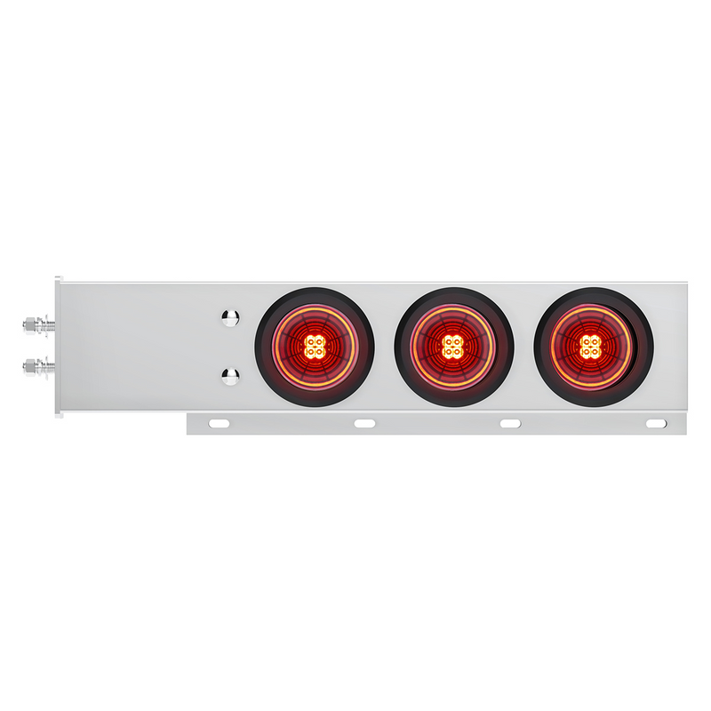 United Pacific 2" Bolt Pattern SS Spring Loaded Bar With 6X 4" 13 LED Abyss Lights Red LED/Red Lens (Pair) 61021