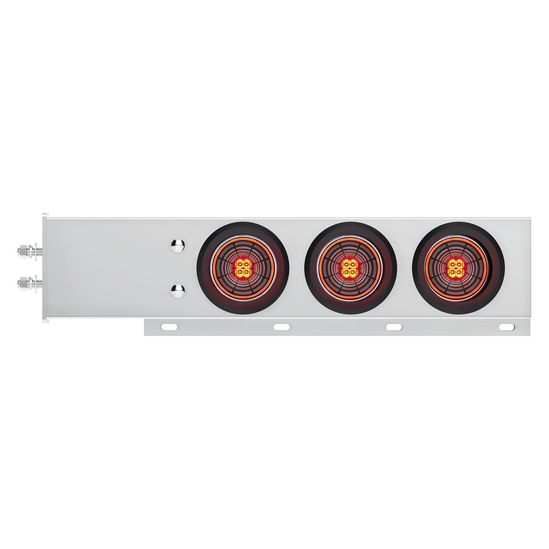 United Pacific 2" Bolt Pattern SS Spring Loaded Bar With 6X 4" 13 LED Abyss Lights Red LED/Clear Lens (Pair) 61022
