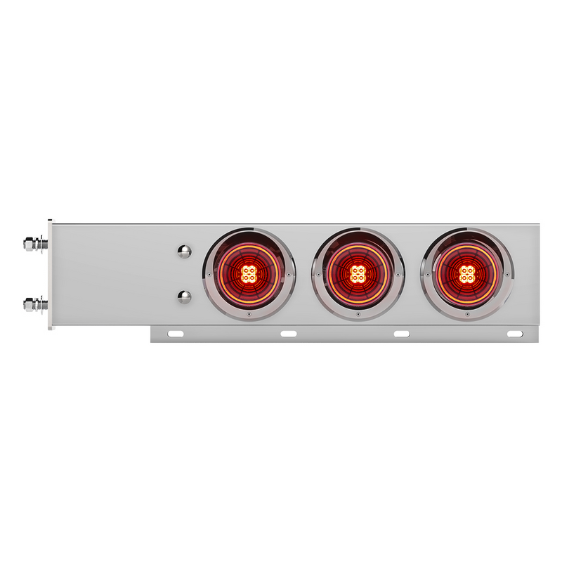 United Pacific 3-3/4" Bolt Pattern Chrome Spring Loaded Bar With 6X 4" 13 Red LED Abyss Lights & Visors Red Lens (Pair) 61030