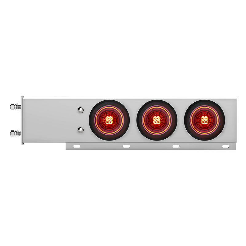 United Pacific 3-3/4" Bolt Pattern Chrome Spring Loaded Bar With 6X 4" 13 Red LED Abyss Lights Red Lens (Pair) 61033