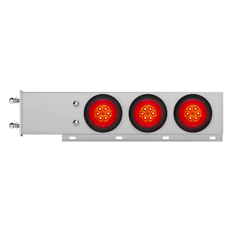 United Pacific 3-3/4" Bolt Pattern Chrome Spring Loaded Bar With 6X 4" 16 Red LED Turbine Lights Red Lens (Pair) 61035