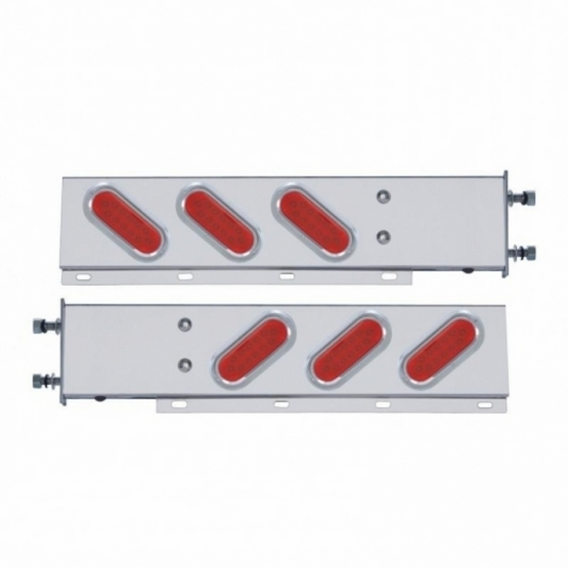 United Pacific 3-3/4" Bolt Pattern Stainless Spring Loaded Light Bar With 6 Oval 12 LED Lights (Pair) 61302