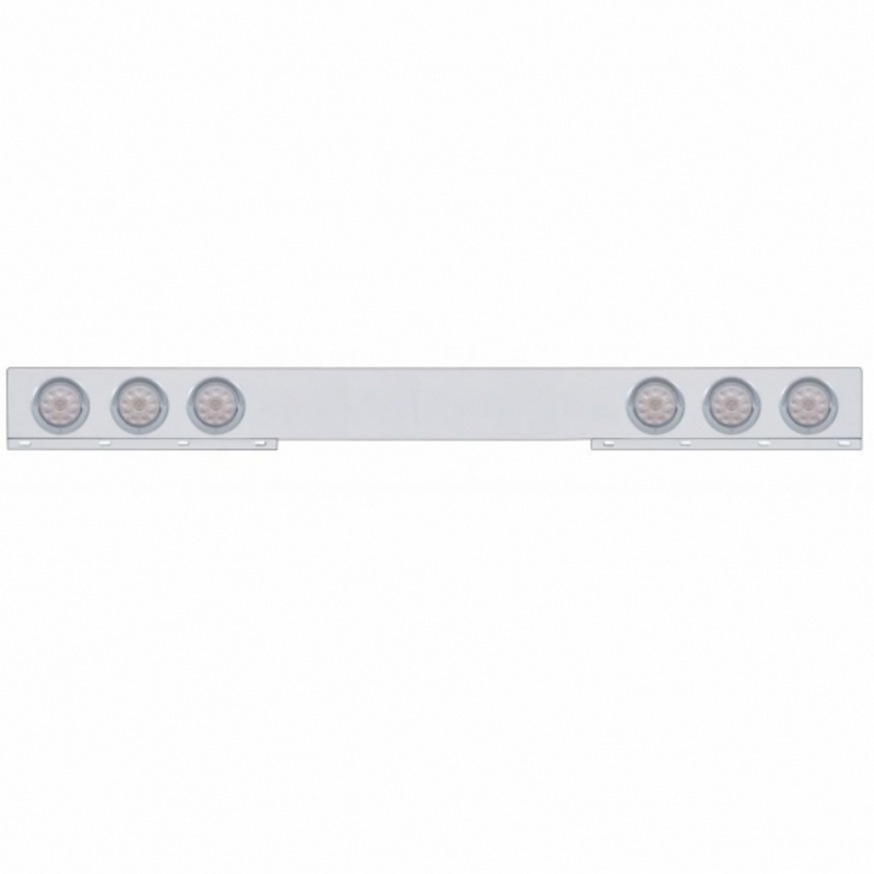 United Pacific Chrome 1 Piece Rear Light Bar With Six 10 LED 4" Lights & Visors Red LED/Clear Lens 61414
