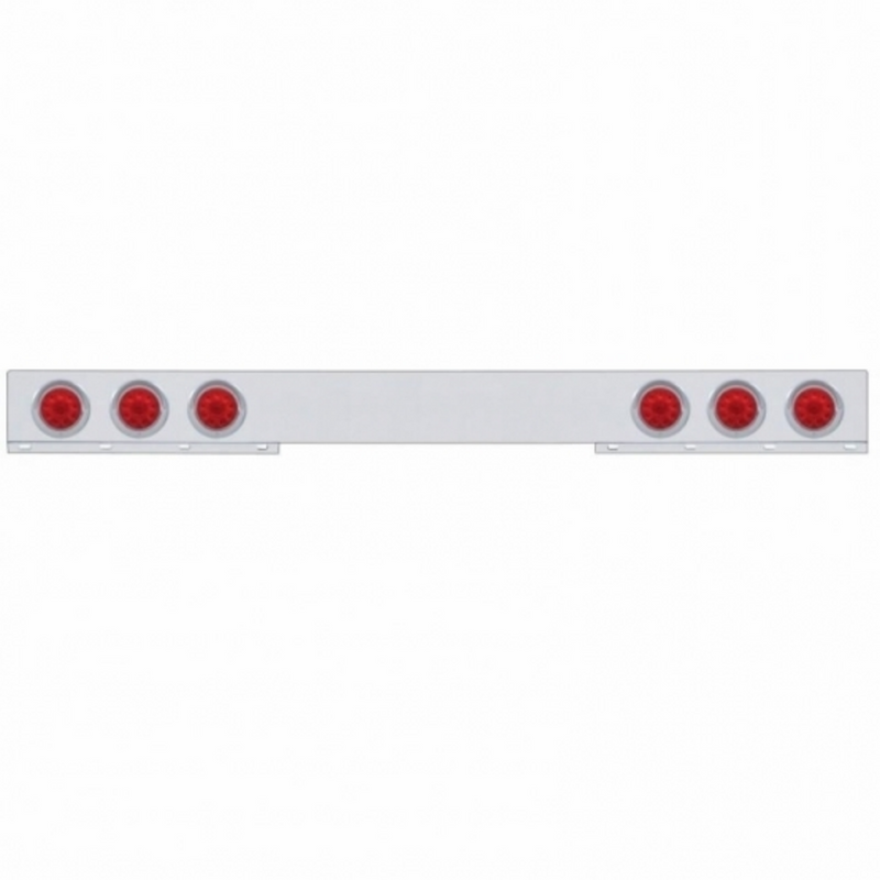 United Pacific Stainless 1 Piece Rear Light Bar With Six 10 LED 4" Lights & Visors Red LED/Red Lens 61421