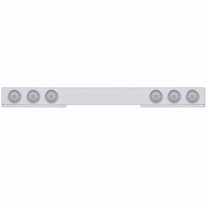 United Pacific Stainless 1 Piece Rear Light Bar With Six 10 LED 4" Lights & Visors Red LED/Clear Lens 61422