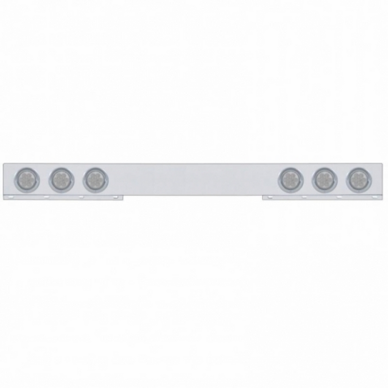 United Pacific Stainless 1 Piece Rear Light Bar With Six 7 LED 4" Reflector Lights & Visors Red LED/Clear Lens 61739