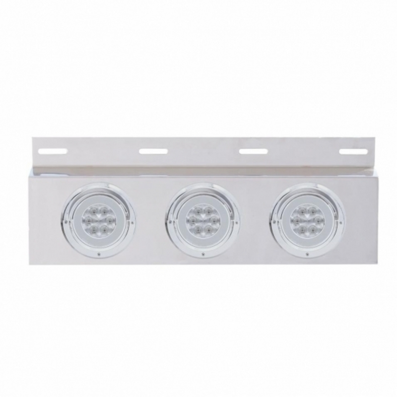 United Pacific Stainless Top Mud Flap Plate With 3X 21 LED 4" GloLight & Visors Red LED/Clear Lens (Each) 61761