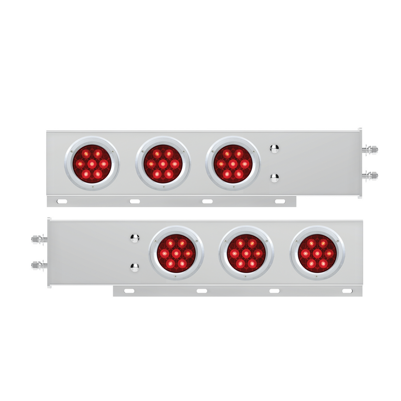 United Pacific 2.5" Bolt Pattern Spring Loaded Rear Bar With 6X Competition Series 7 Red LED 4" Light -Red Lens (Pair) 61762