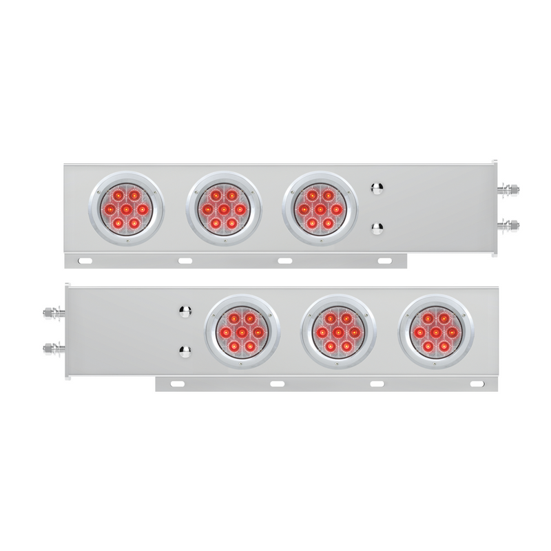 United Pacific 2.5" Bolt Pattern Spring Loaded Rear Bar With 6X Competition Series 7 Red LED 4" Light -Clear Lens (Pair) 61763
