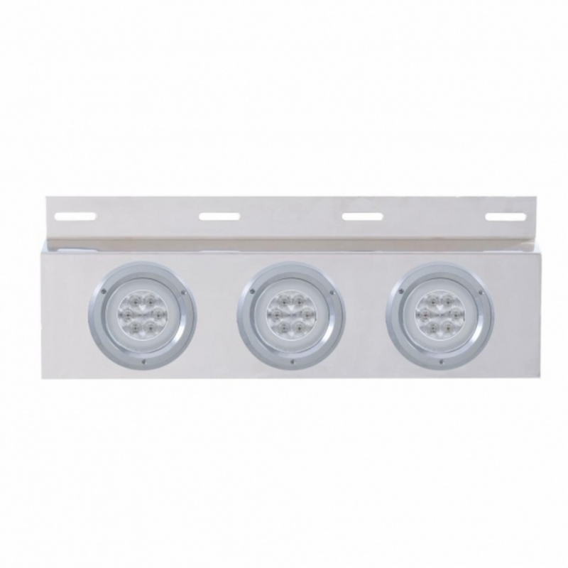 United Pacific Stainless Top Mud Flap Plate With 3X 21 LED 4" GloLight & Bezels Red LED/Clear Lens (Each) 61861