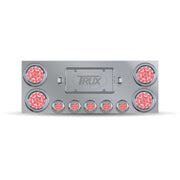 Trux Accessories Stainless Steel Rear Center Panel with 2 x 4" & 5 x 2 1/2" Dual Revolution, with 2 x 4" Red & 2 License Light LEDs