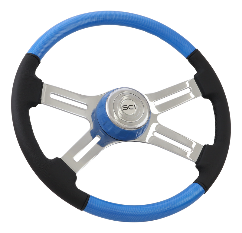 Steering Creations 18" Carbon Fiber Steering Wheel Combo- Blue