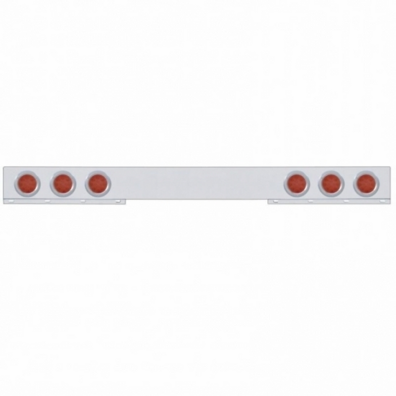 United Pacific Chrome 1 Piece Rear Light Bar With Six 12 LED 4" Reflector Lights & Bezels Red LED/Red Lens 62411