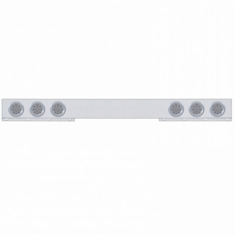 United Pacific Chrome 1 Piece Rear Light Bar With Six 12 LED 4" Reflector Lights & Bezels Red LED/Clear Lens 62412