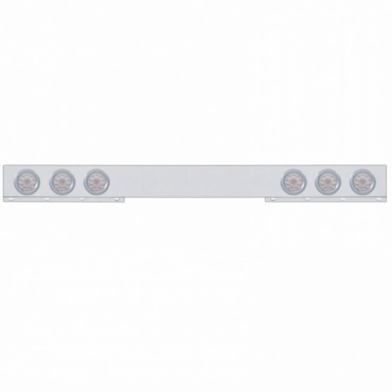 United Pacific Chrome 1 Piece Rear Light Bar With Six 10 LED 4" Lights & Bezels Red LED/Clear Lens 62414