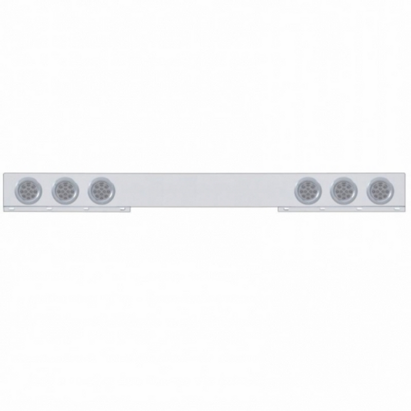 United Pacific Stainless 1 Piece Rear Light Bar With Six 12 LED 4" Reflector Lights & Bezels Red LED/Clear Lens 62420