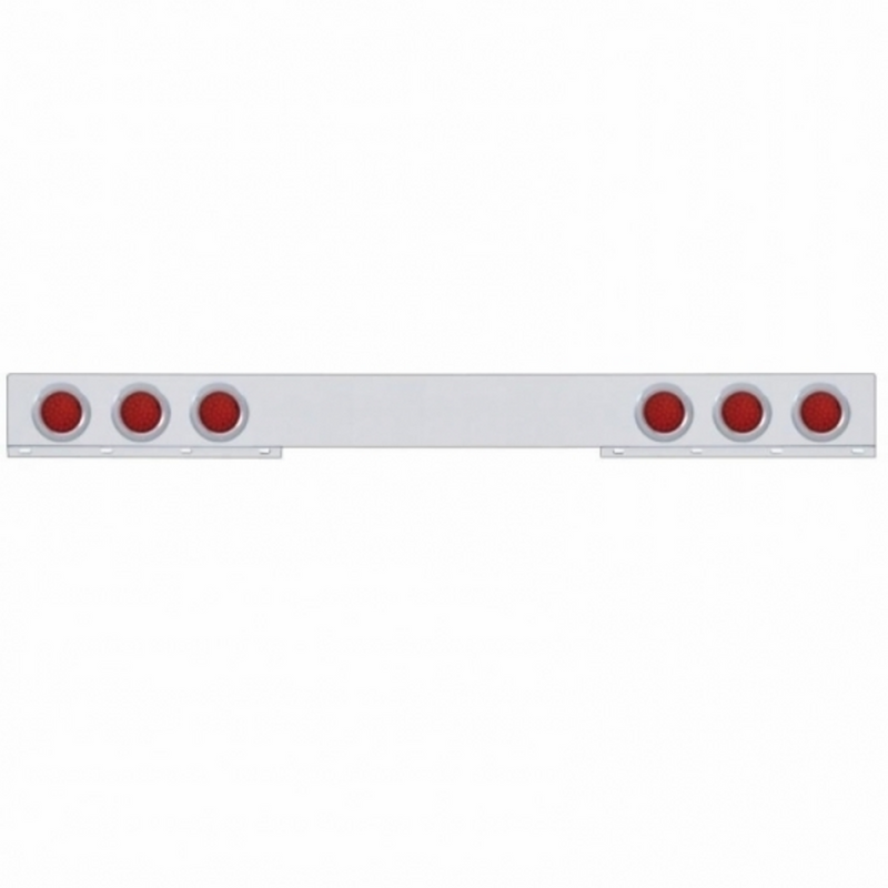 United Pacific Stainless 1 Piece Rear Light Bar With Six 36 LED 4" Lights & Bezels Red LED/Red Lens 62649