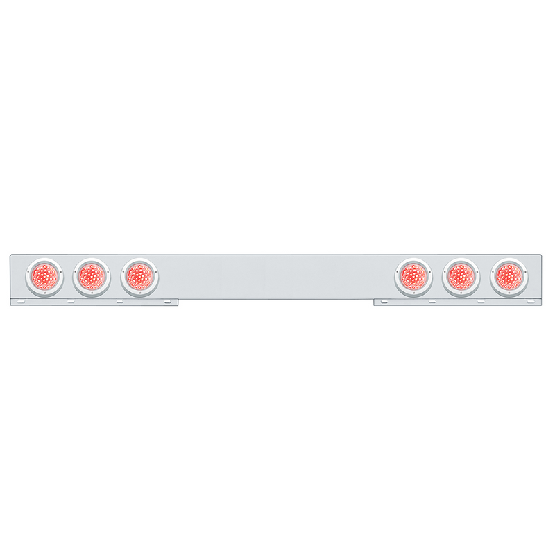 United Pacific Stainless 1 Piece Rear Light Bar With Six 36 LED 4" Lights & Bezels Red LED/Clear Lens 62650