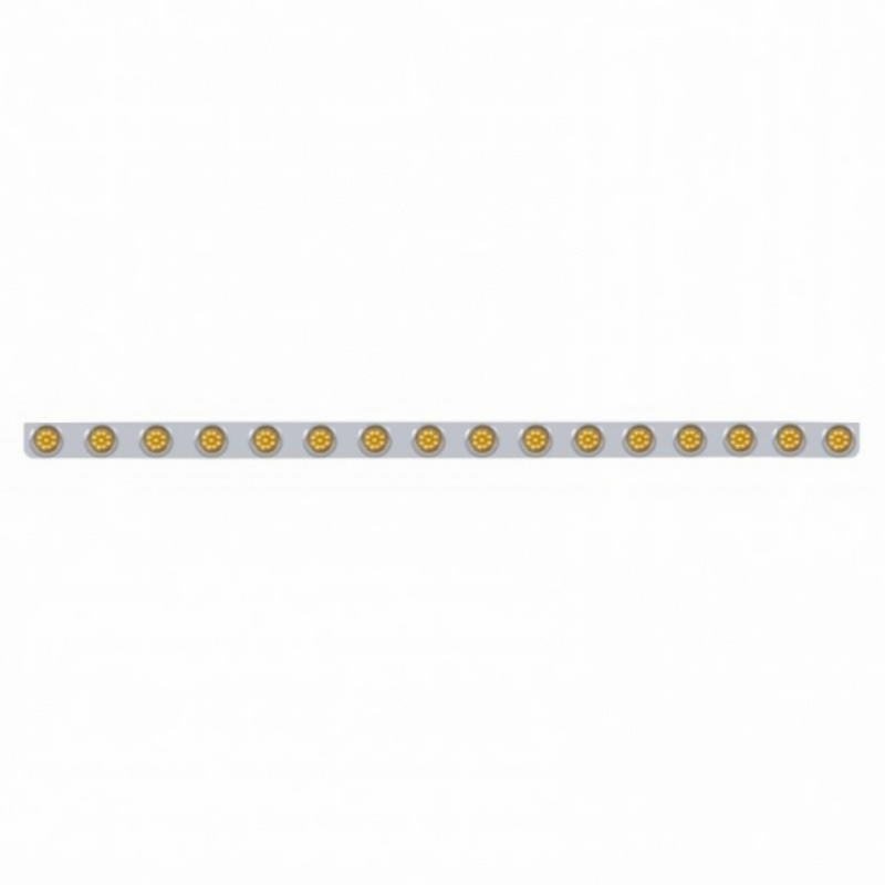 United Pacific 79-1/2" Stainless Bumper Light Bracket With 16X 9 LED 2" Lights & Visors Amber LED/Amber Lens 62736