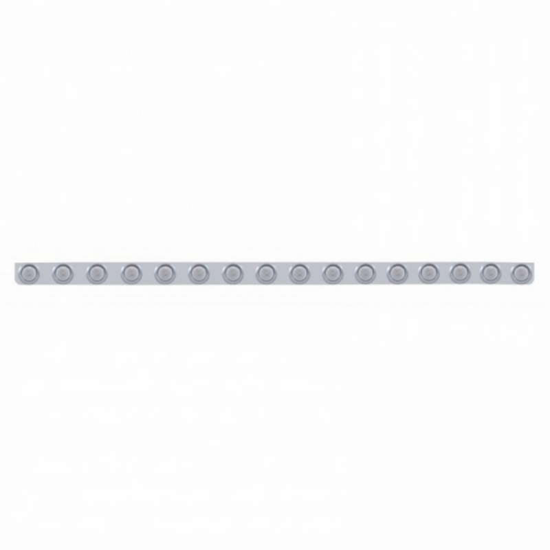 United Pacific 79-1/2" Stainless Bumper Light Bracket With 16X 9 LED 2" Lights & Visors Amber LED/Clear Lens 62737