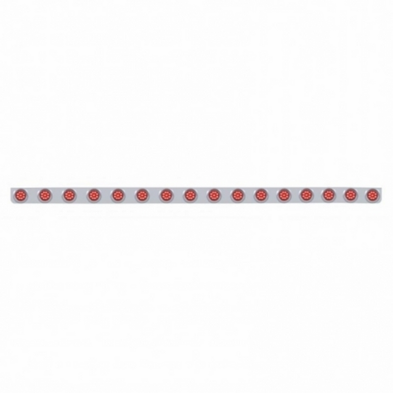 United Pacific 79-1/2" Stainless Bumper Light Bracket With 16X 9 LED 2" Lights & Visors Red LED/Red Lens 62738