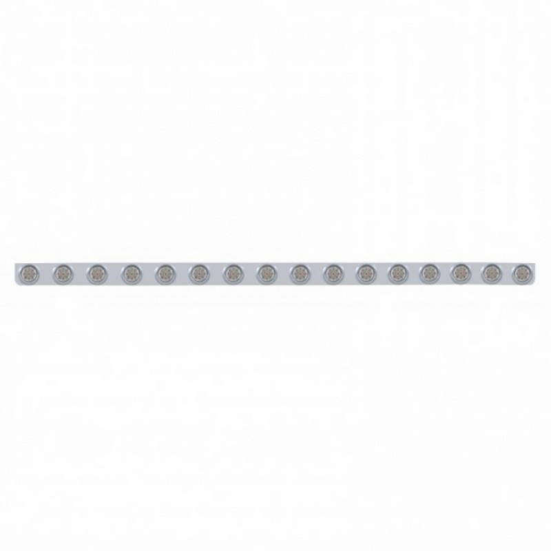 United Pacific 79-1/2" SS Bumper Light Bracket With 16X 9 LED 2" Reflector Lights & Visors -Red LED/Clear Lens 62743