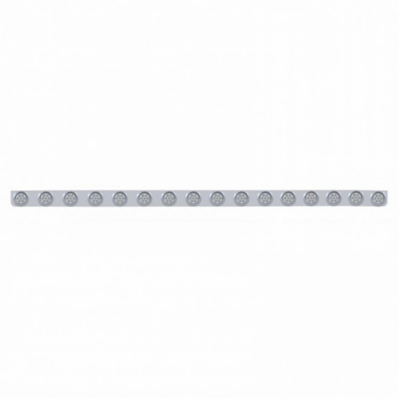 United Pacific 79-1/2" SS Bumper Light Bracket With 16X 7 LED 2" Reflector Lights & Visors -Amber LED/Clear Lens 62745