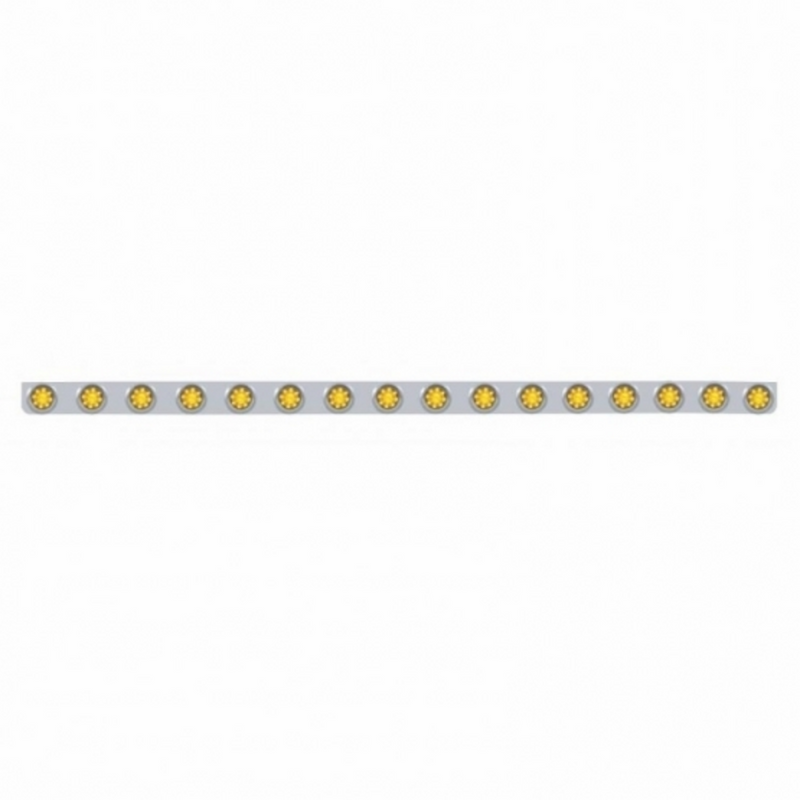 United Pacific 79-1/2" SS Bumper Light Bracket With 16X 9 LED 2" Beehive Lights & Visors -Amber LED & Lens 62748