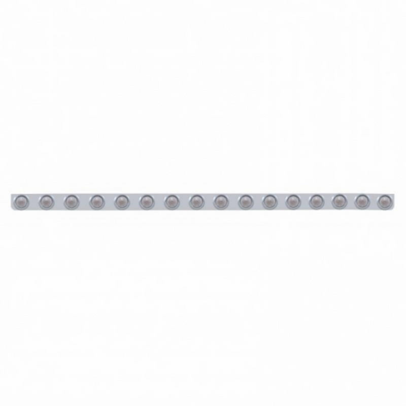 United Pacific 79-1/2" SS Bumper Light Bracket With 16X 9 LED 2" Beehive Lights & Visors -Amber LED/Clear Lens 62749