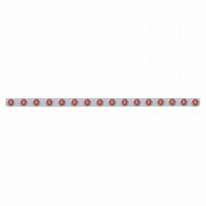 United Pacific 79-1/2" SS Bumper Light Bracket With 16X 9 LED 2" Beehive Lights & Visors -Red LED & Lens 62750