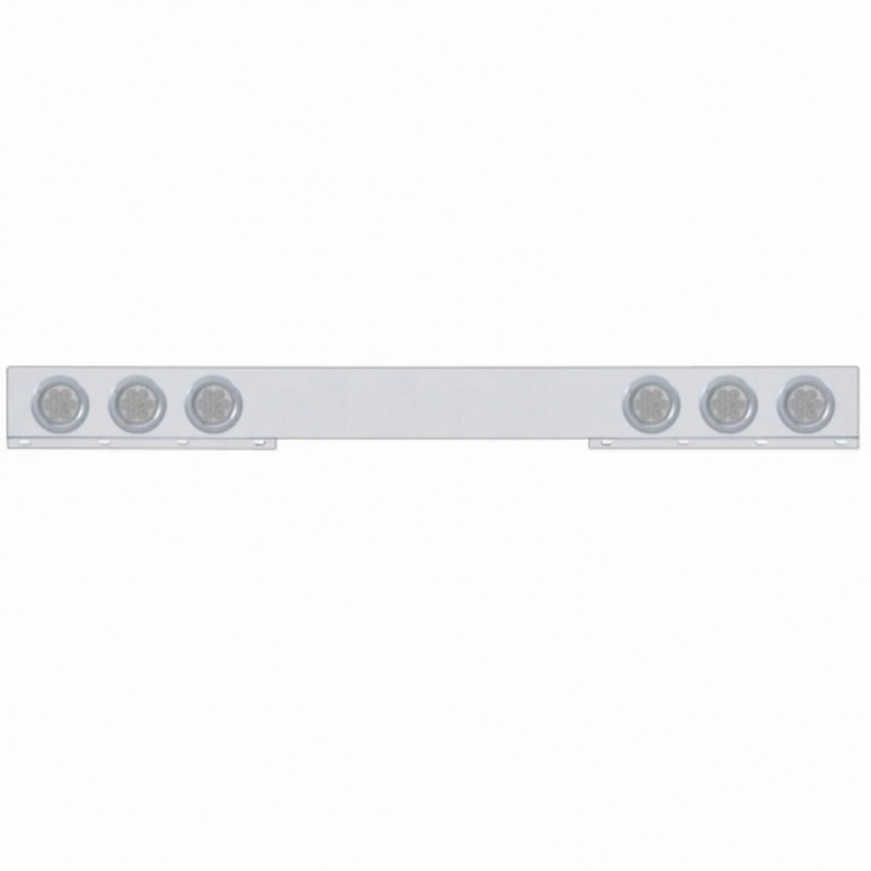 United Pacific Stainless 1 Piece Rear Light Bar With Six 7 LED 4" Reflector Lights & Bezels Red LED/Clear Lens 62779