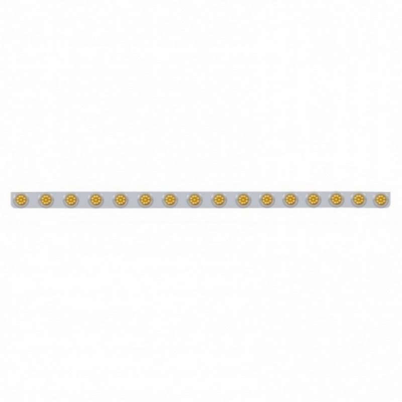 United Pacific 79-1/2" Stainless Bumper Light Bracket With 16X 9 LED 2" Lights & Bezels Amber LED/Amber Lens 62836