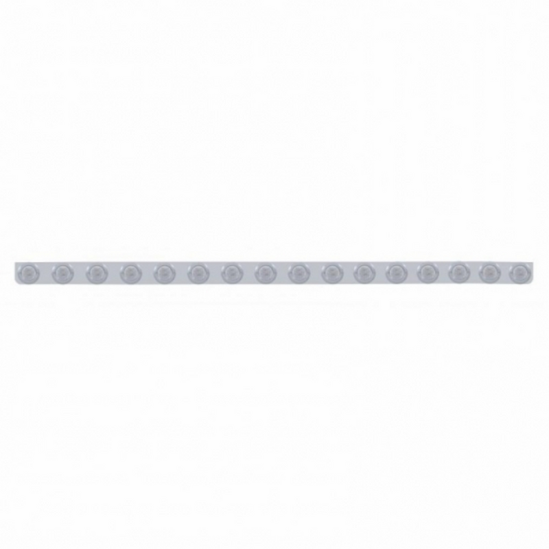 United Pacific 79-1/2" Stainless Bumper Light Bracket With 16X 9 LED 2" Lights & Bezels Amber LED/Clear Lens 62837
