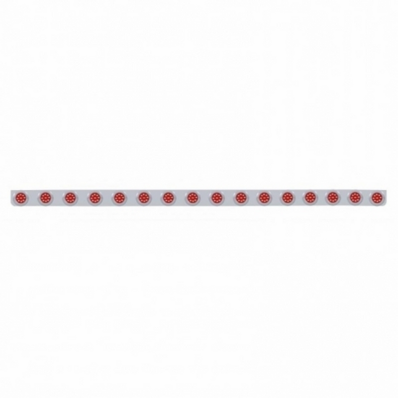 United Pacific 79-1/2" Stainless Bumper Light Bracket With 16X 9 LED 2" Lights & Bezels Red LED/Red Lens 62838