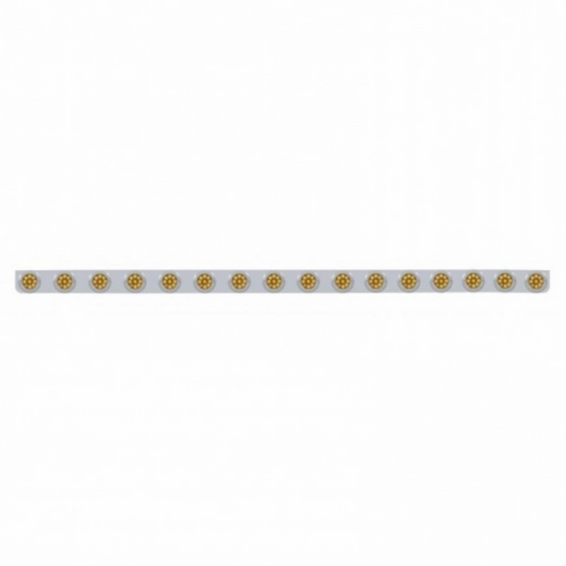 United Pacific 79-1/2" SS Bumper Light Bracket With 16X 9 LED 2" Reflector Lights & Bezels -Amber LED & Lens 62840