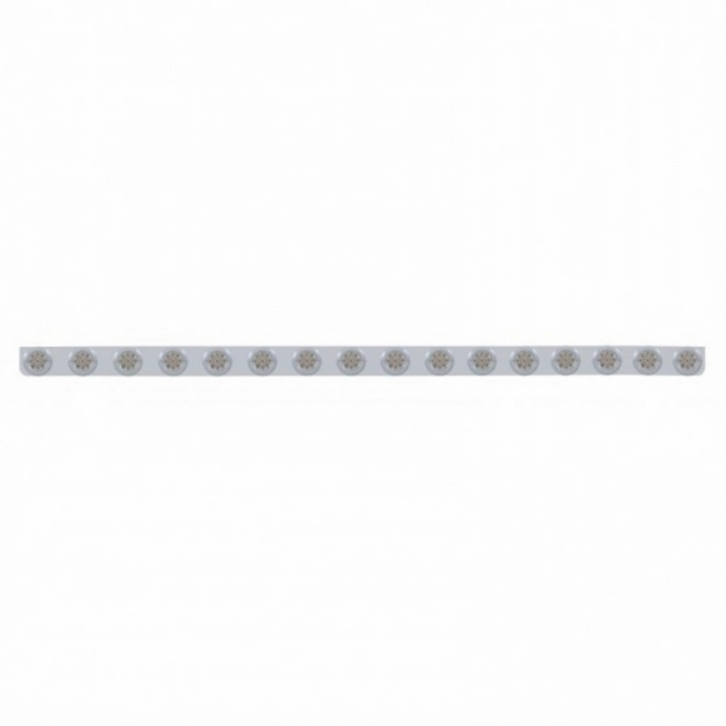 United Pacific 79-1/2" SS Bumper Light Bracket With 16X 9 LED 2" Reflector Lights & Bezels -Amber LED/Clear Lens 62841