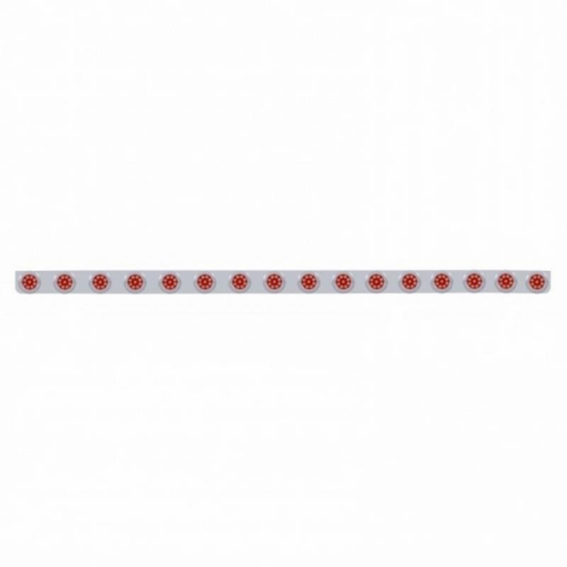 United Pacific 79-1/2" SS Bumper Light Bracket With 16X 9 LED 2" Reflector Lights & Bezels -Red LED & Lens 62842