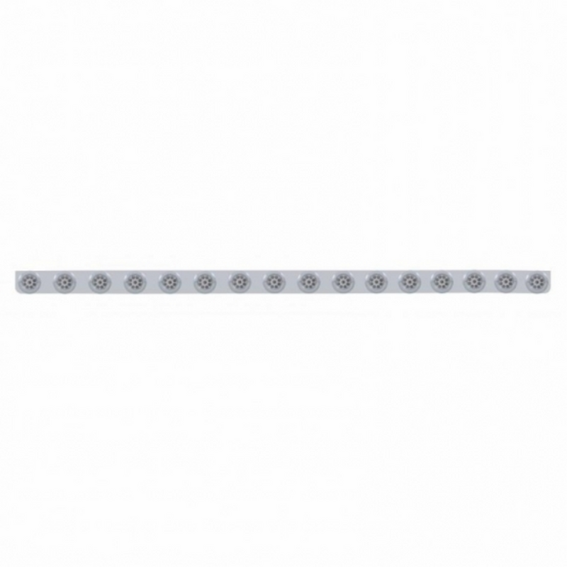 United Pacific 79-1/2" SS Bumper Light Bracket With 16X 9 LED 2" Reflector Lights & Bezels -Red LED/Clear Lens 62843
