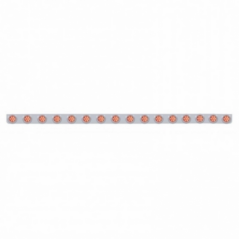 United Pacific 79-1/2" SS Bumper Light Bracket With 16X 7 LED 2" Reflector Lights & Bezels -Red LED & Lens 62846